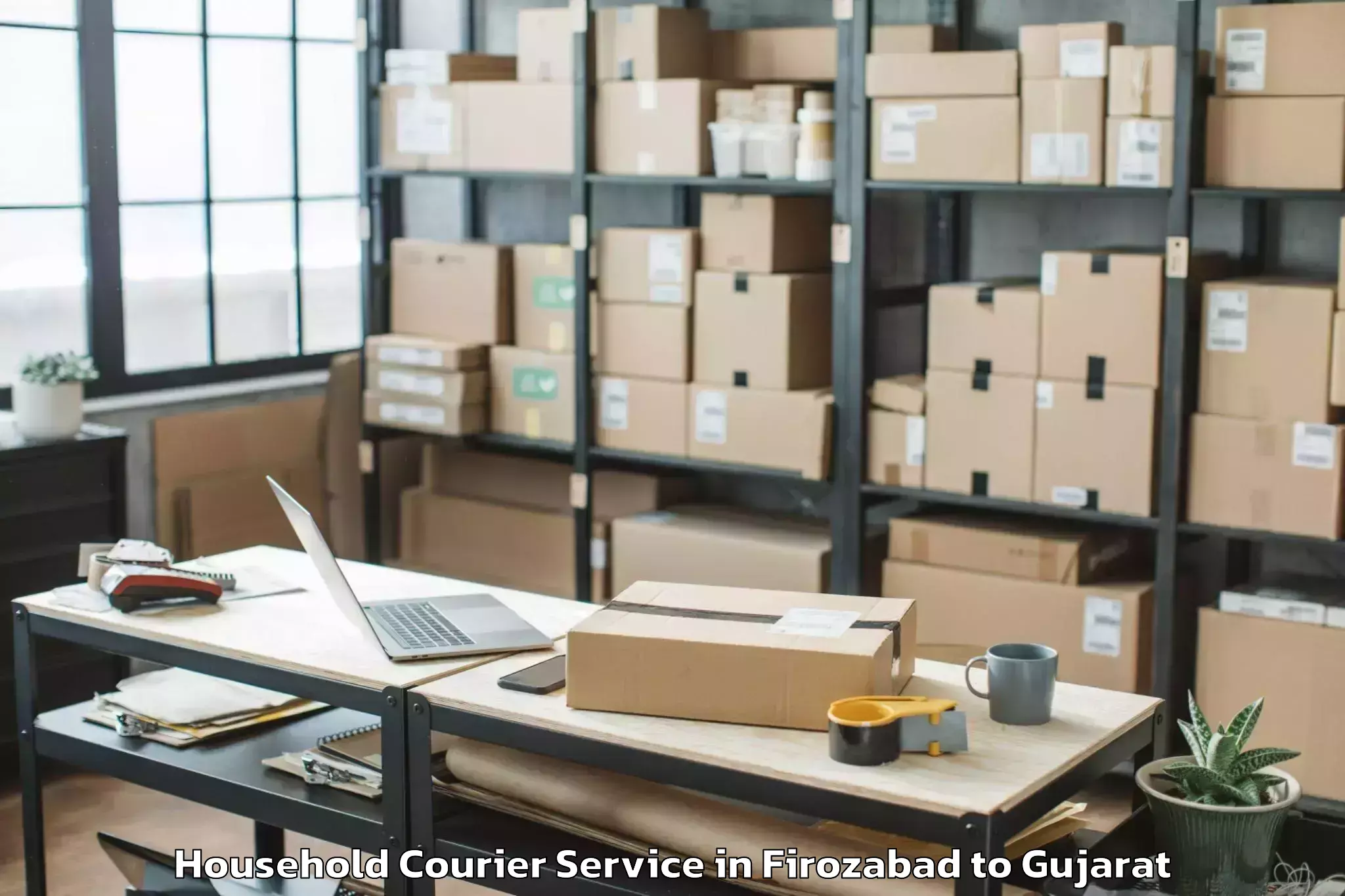 Easy Firozabad to Bhanvad Household Courier Booking